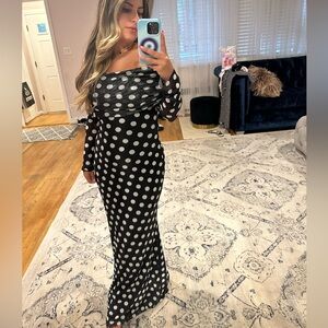 Commense Off the shoulder polka dot maxi dress.